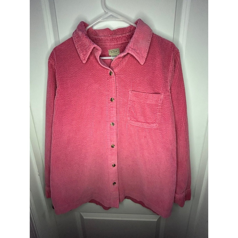 Vintage‎ 90's L.L. Bean Salmon Pink Western Corduroy Shacket Size Womens XL